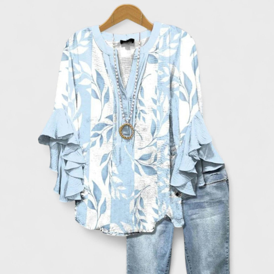 Astrid - Bluse med Elegante Blomster