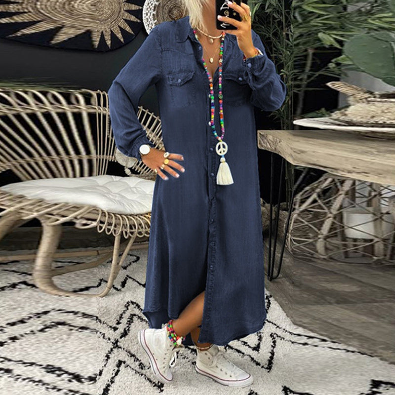 Henny - Langærmet Maxikjole I Denim