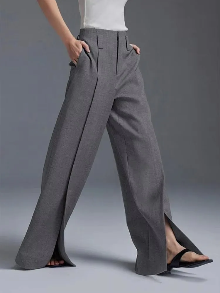 Ulla - Stilfulde Wide-Leg Bukser med Slids