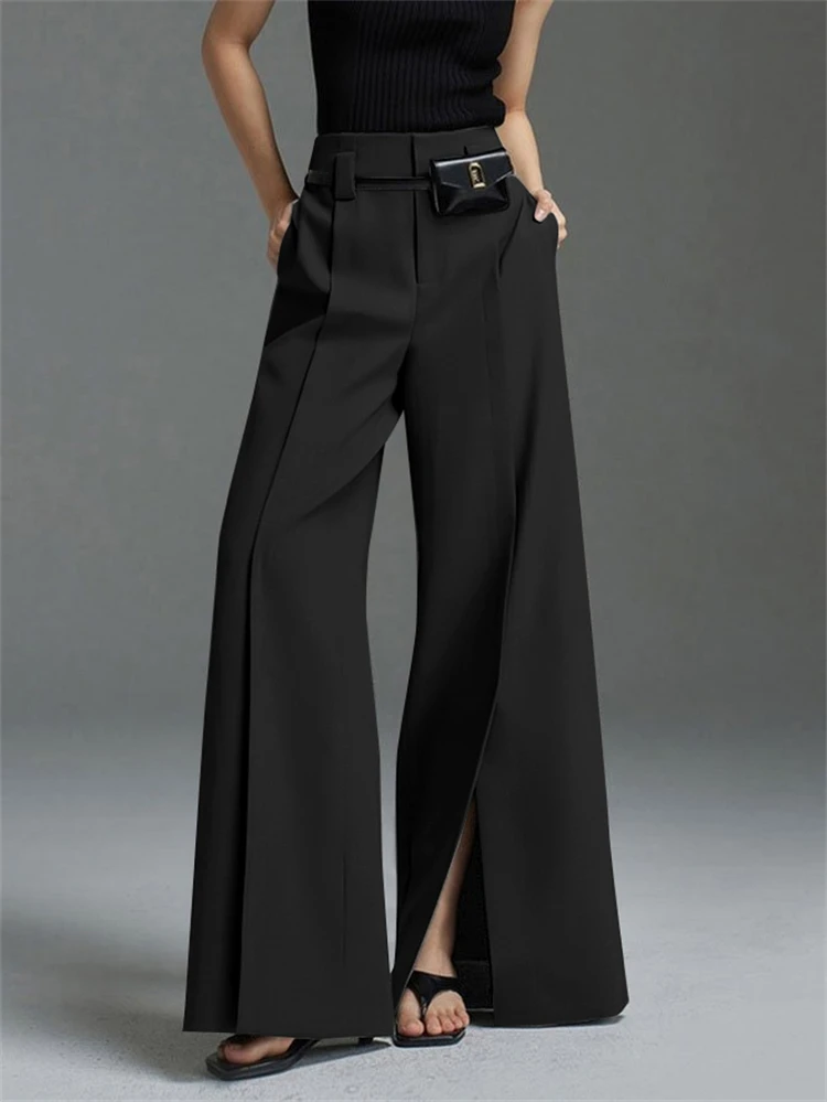 Ulla - Stilfulde Wide-Leg Bukser med Slids