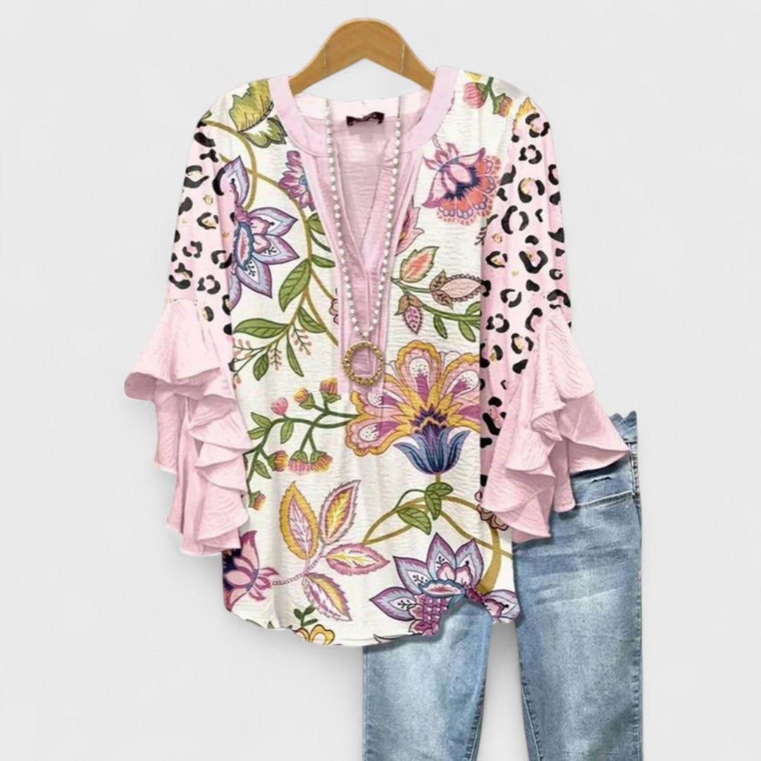 Astrid - Bluse med Elegante Blomster
