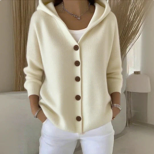 Bente - Trendy strikket jakke med hætte