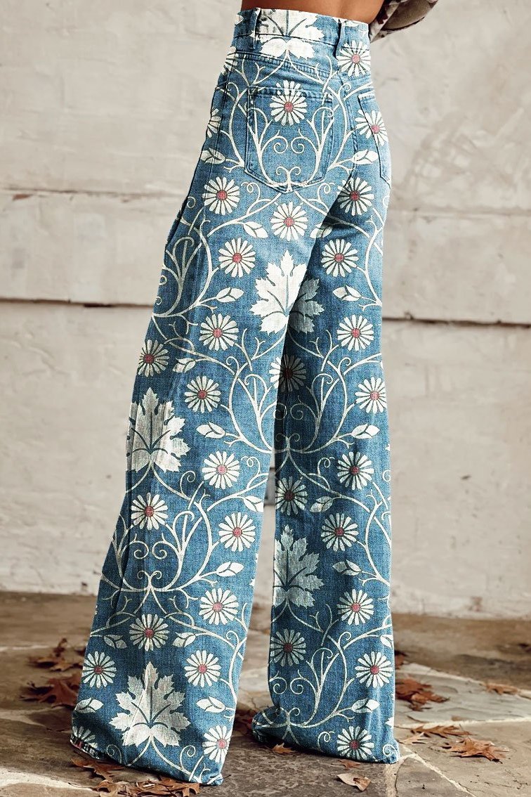 Yrsa - Boho Blomstrede Wide-Leg Bukser