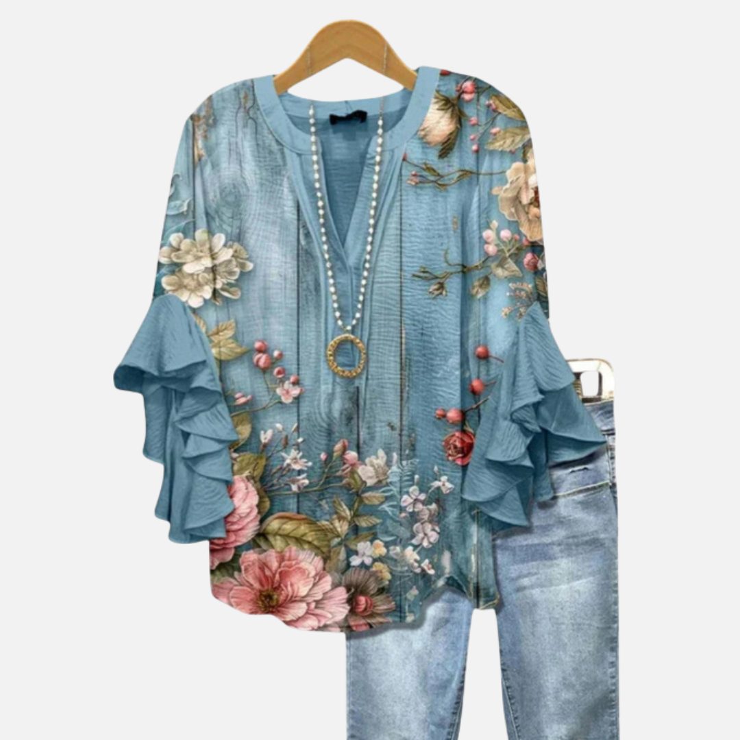 Astrid - Bluse med Elegante Blomster